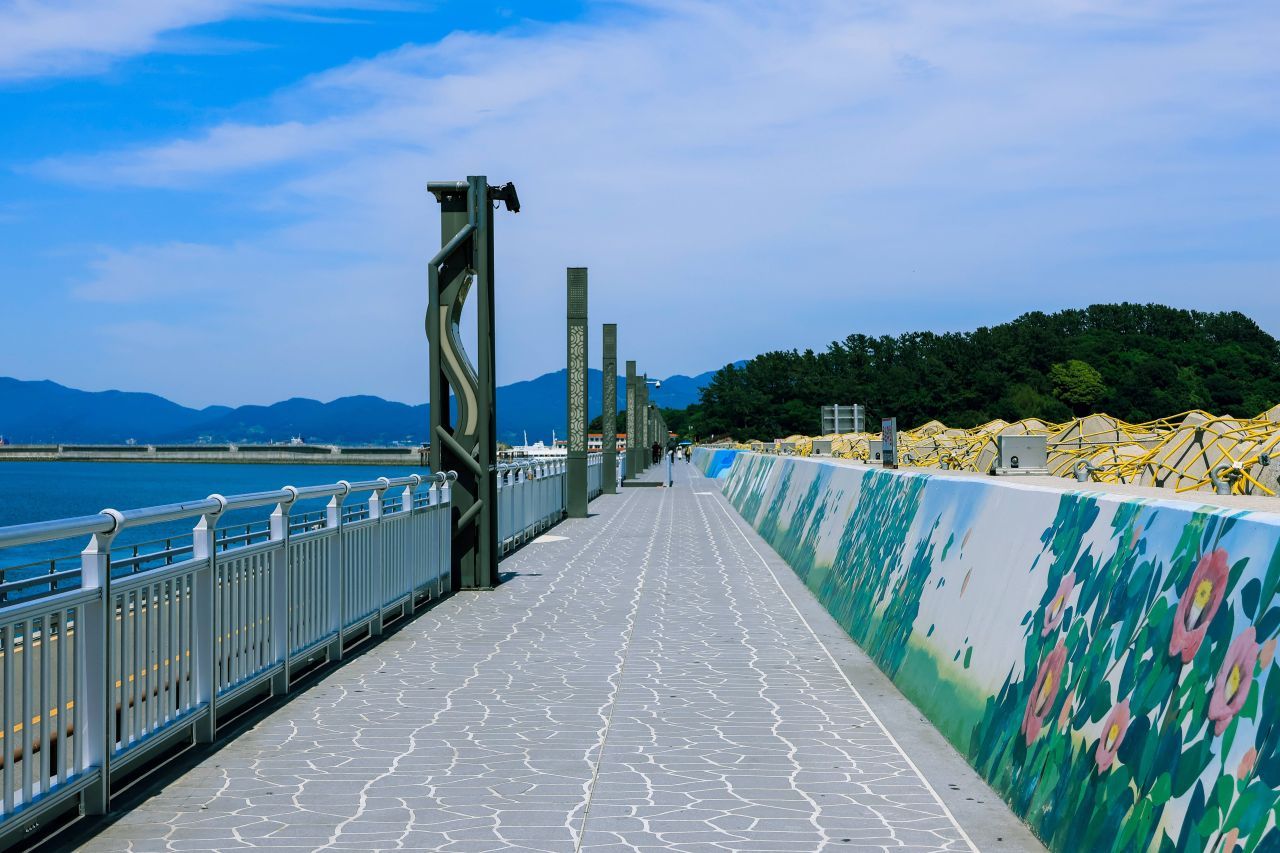 오동도 동백 숲길과 끝자락의 등대
